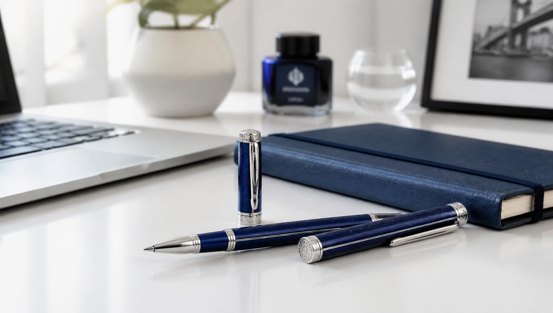 Premium GelxPens writing instruments arranged on a modern desk